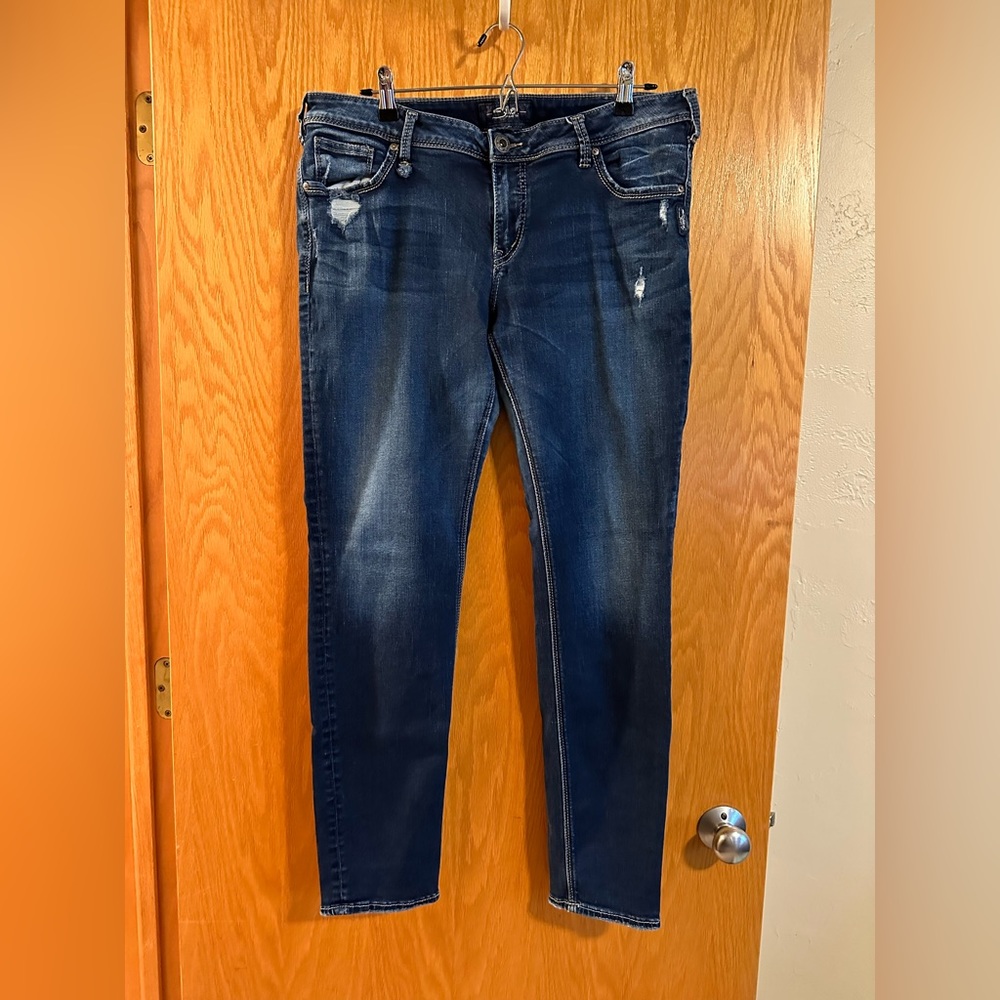 Silver Jeans Sam Boyfriend Distressed Dark Wash